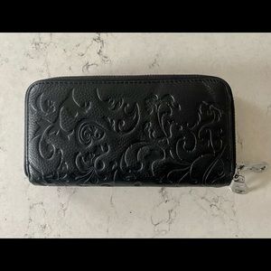 Paisley print double zip wallet